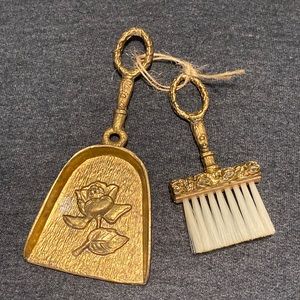 Vintage Brass Crumb Broom & Dust Pan by Celeste